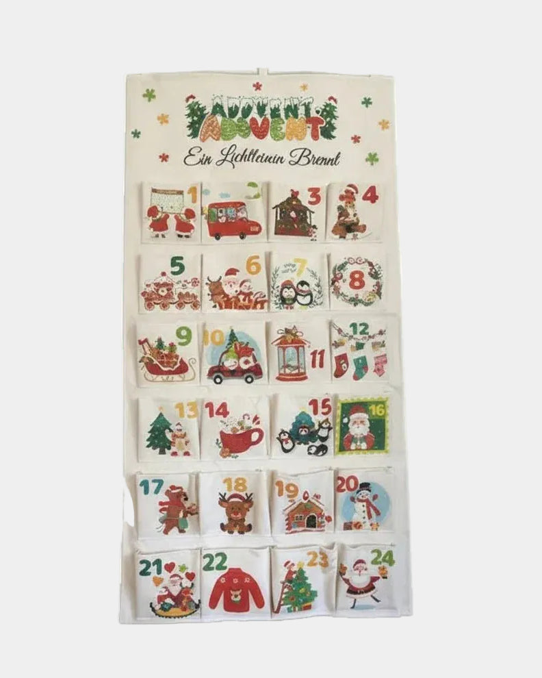 DIY Christmas Advent Calendar with 24 Fabric Pockets