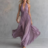 Isabella | Women's Summer Flowy Halter Maxi Dress