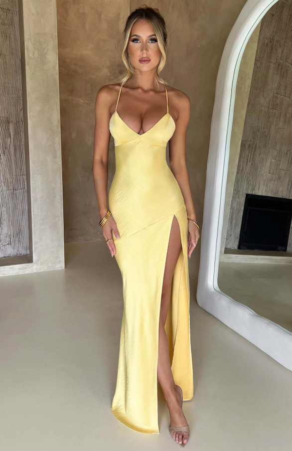 Evelyn | Women’s High Slit Wedding Guest Maxi Dress