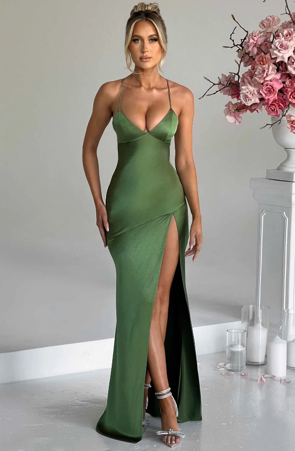 Evelyn | Women’s High Slit Wedding Guest Maxi Dress