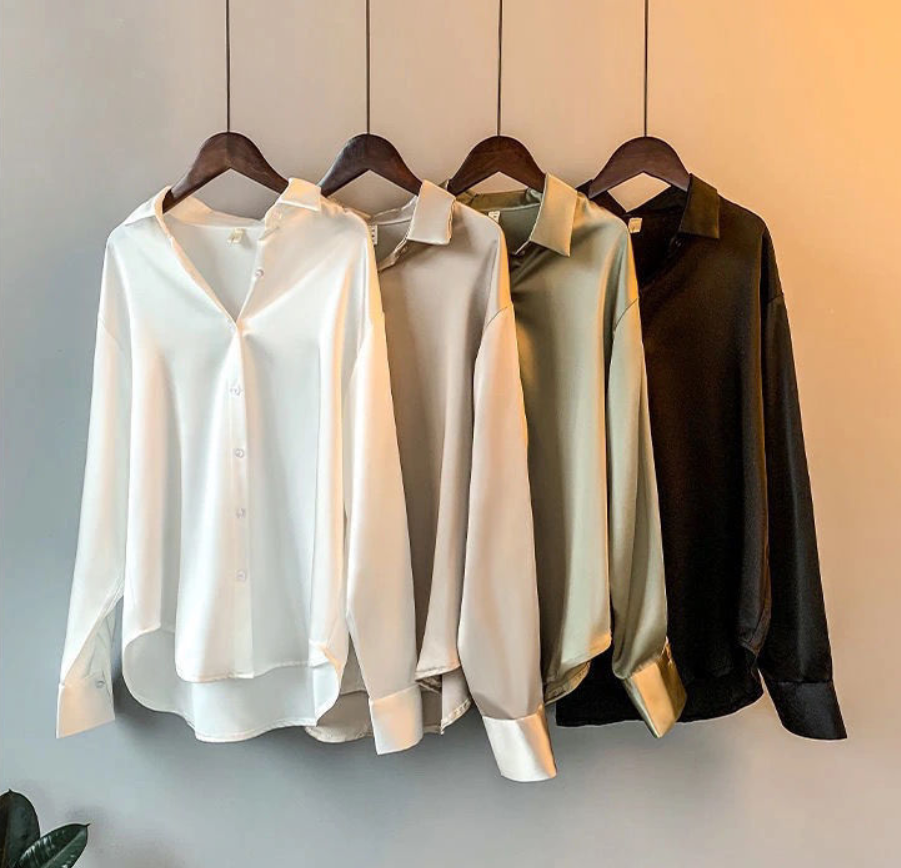 Faith | Women’s Elegant Satin Long Sleeve Blouse