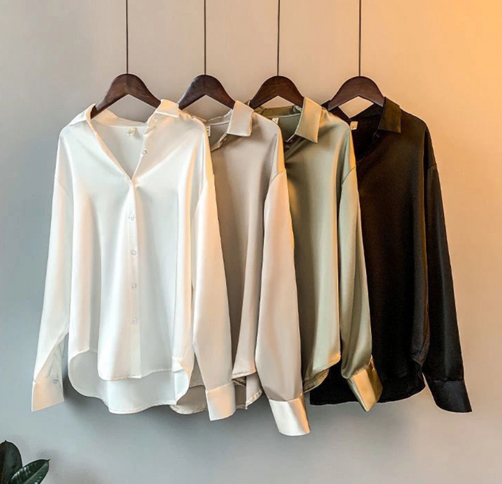 Faith | Women’s Elegant Satin Long Sleeve Blouse