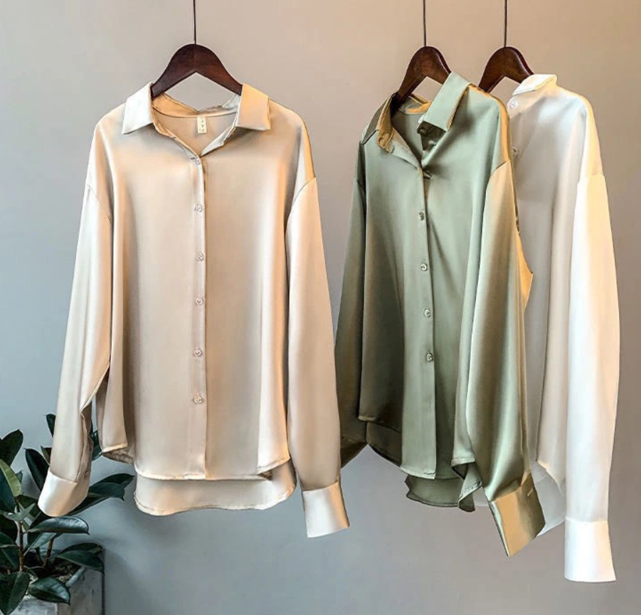 Faith | Women’s Elegant Satin Long Sleeve Blouse