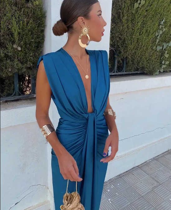 Elissa | Women’s Elegant Draped Maxi Dress