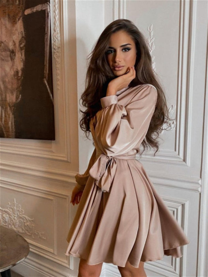 Yamina | Women’s Tie Waist Satin Midi Dress
