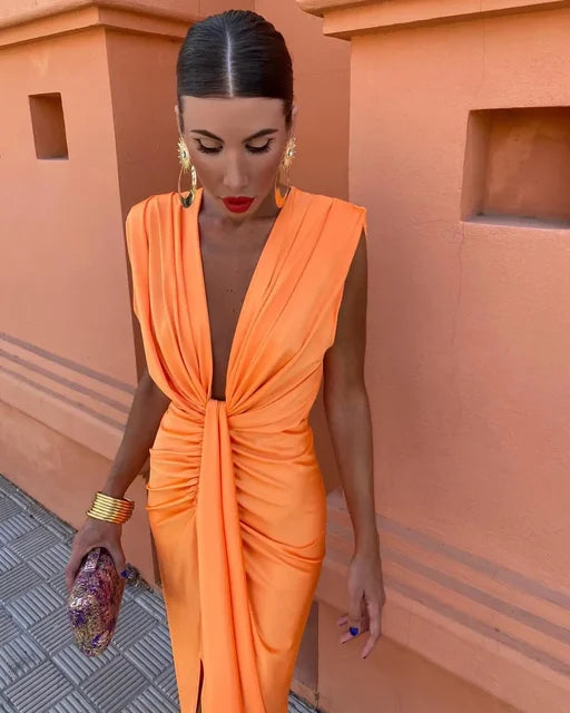 Elissa | Women’s Elegant Draped Maxi Dress