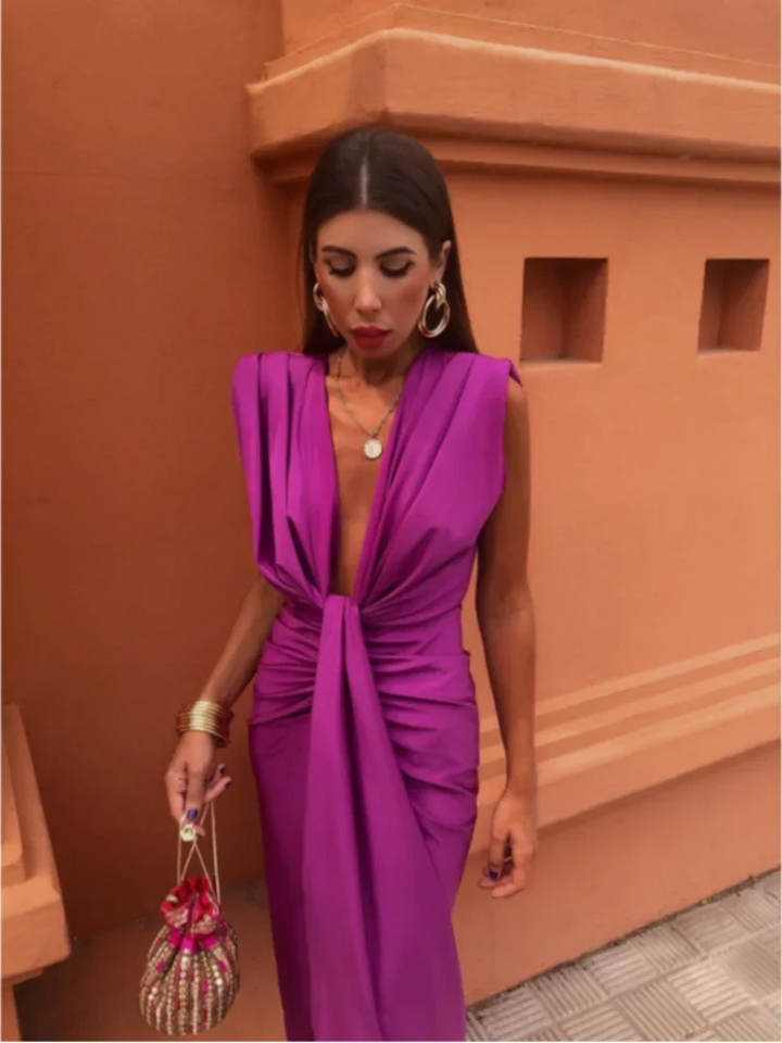 Elissa | Women’s Elegant Draped Maxi Dress