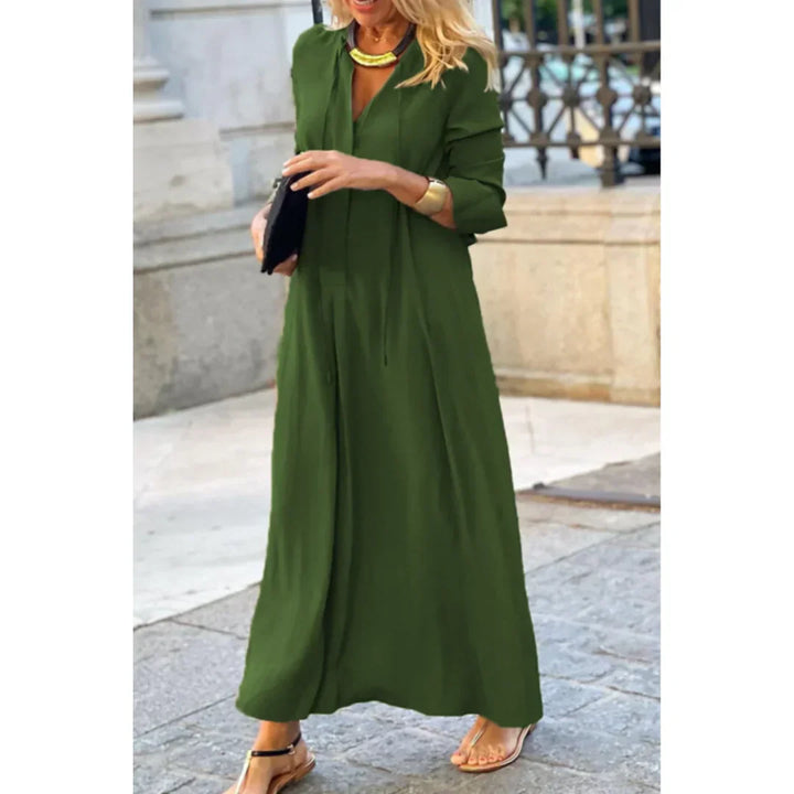 Zara | Women’s Casual V-Neck Maxi Blouse Dress