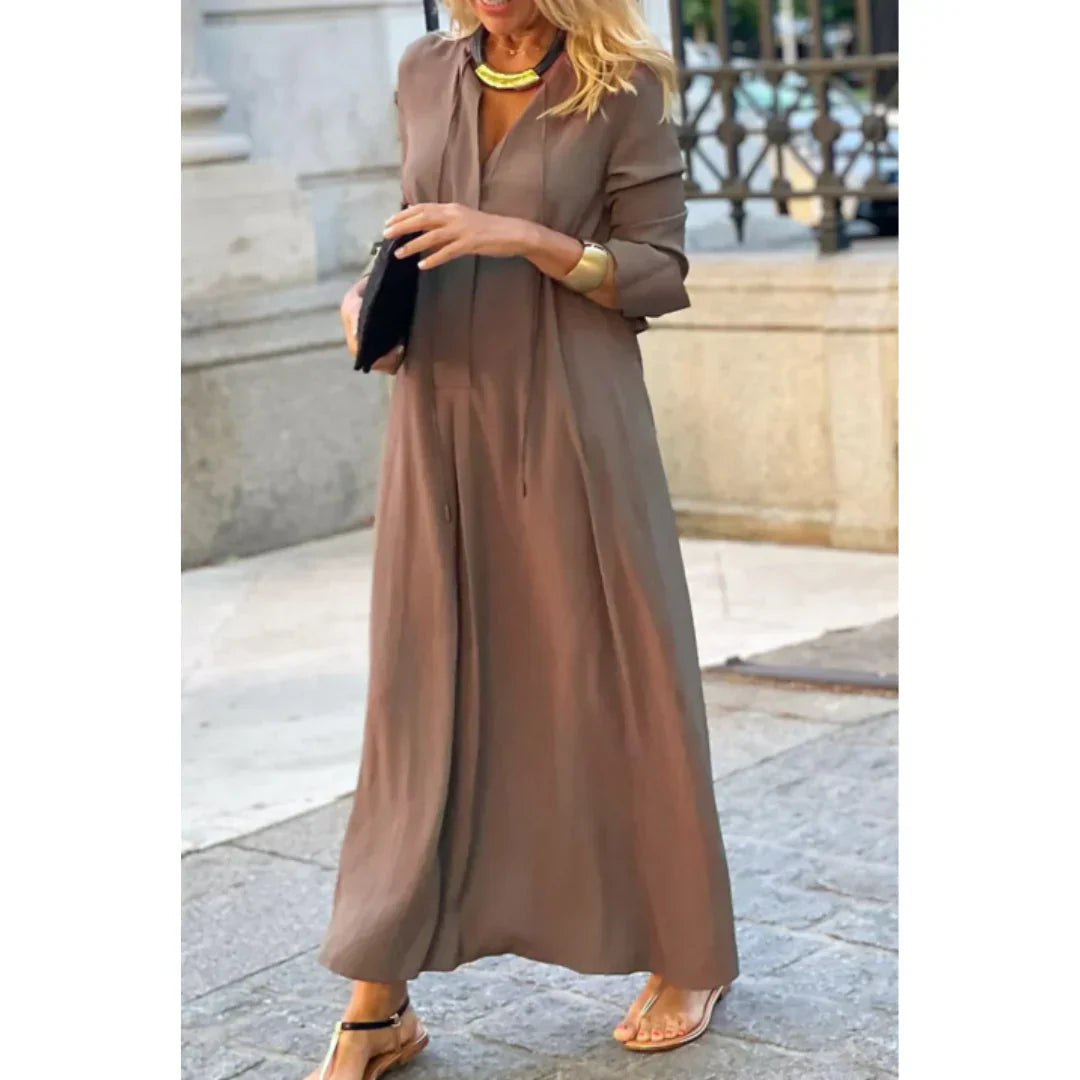 Zara | Women’s Casual V-Neck Maxi Blouse Dress