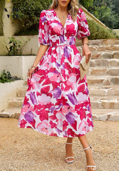 Faye | Women’s Summer Floral Midi Dress