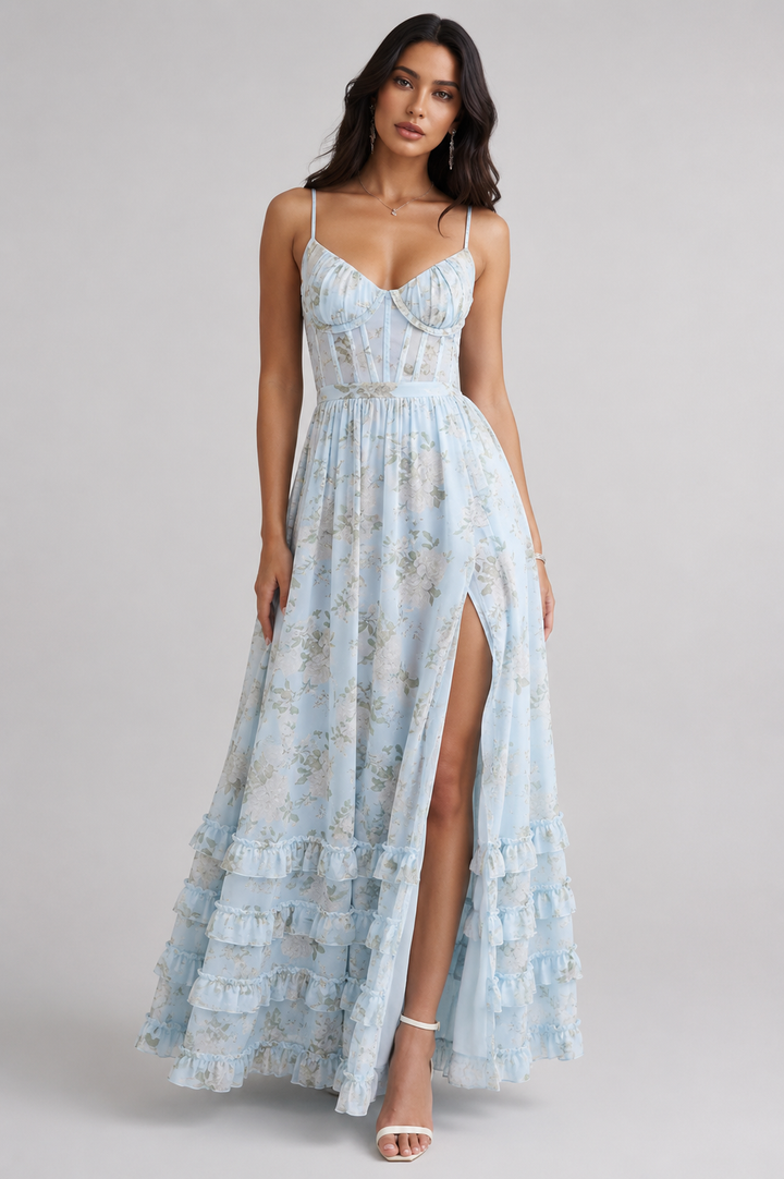 Camila | Women's Floral Maxi Dress with Side Slit