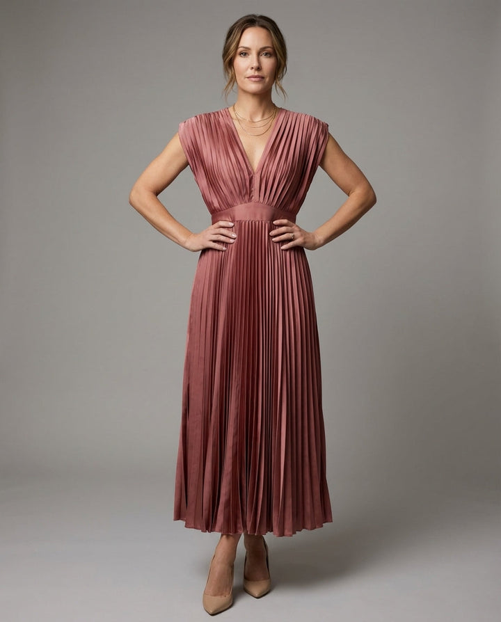 Kenna | Women’s Summer V-Neck Pleated Maxi Dress
