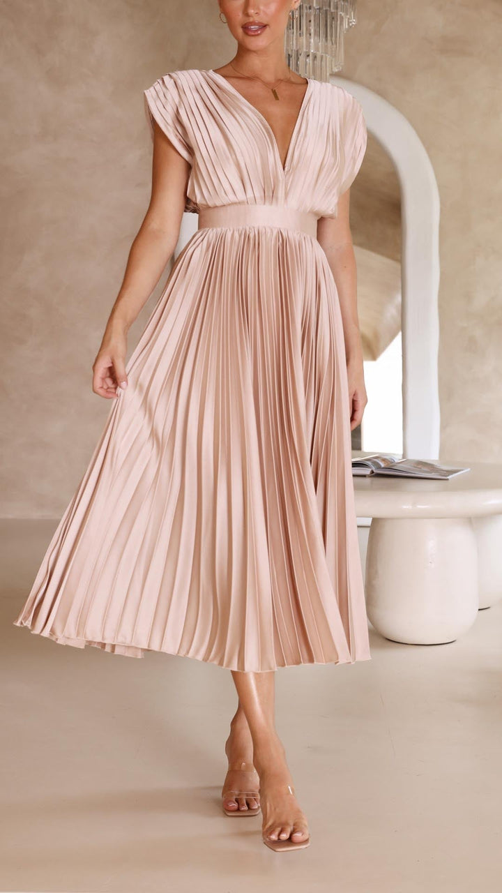 Kenna | Women’s Summer V-Neck Pleated Maxi Dress