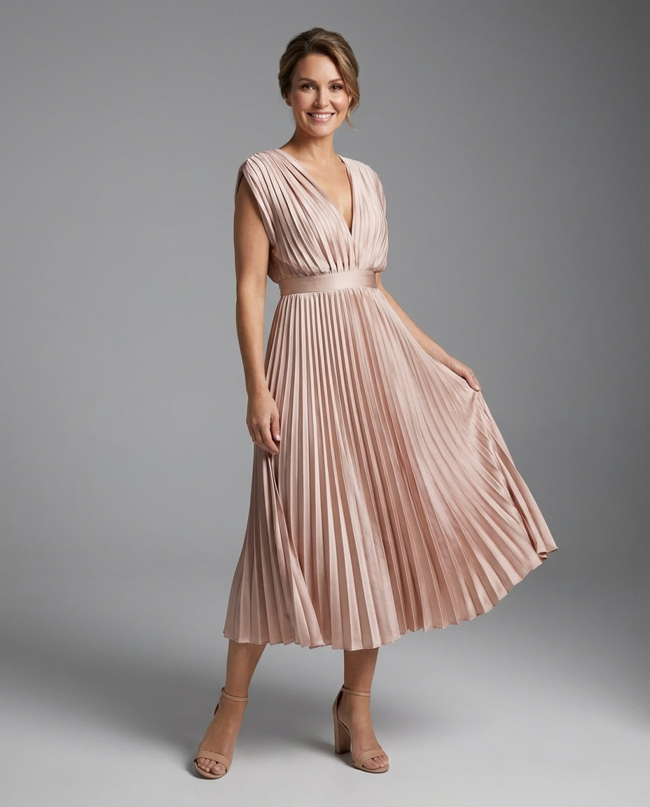 Kenna | Women’s Summer V-Neck Pleated Maxi Dress