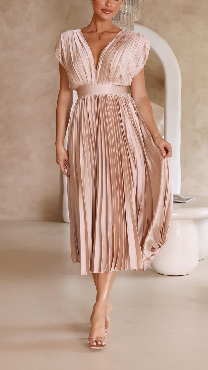 Kenna | Women’s Summer V-Neck Pleated Maxi Dress