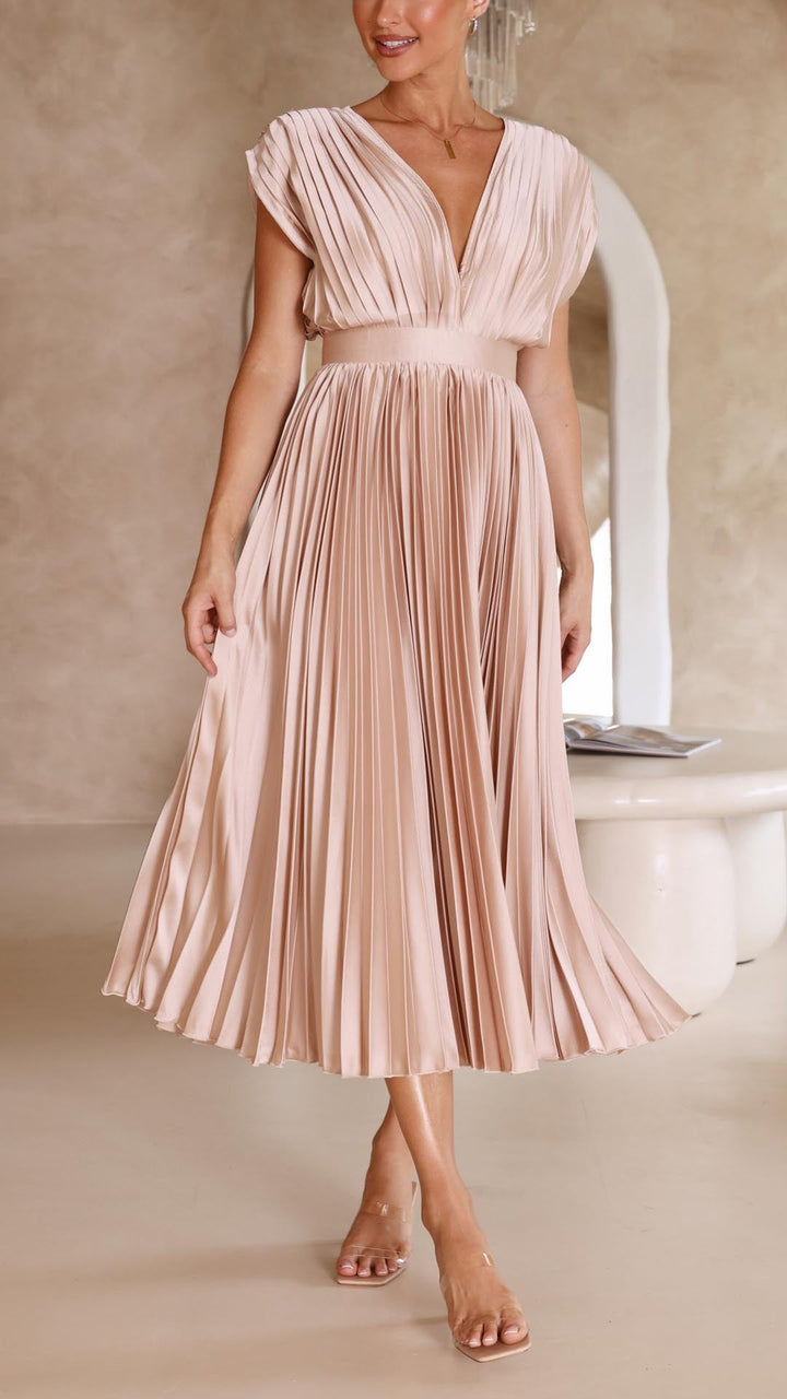 Kenna | Women’s Summer V-Neck Pleated Maxi Dress