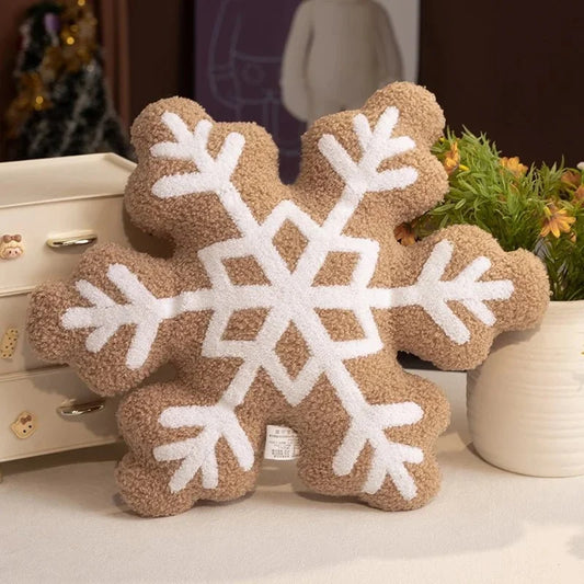 Plush Red Snowflake Christmas Cushion