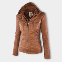 Freya | Women's Hooded Cropped Leather Jacket