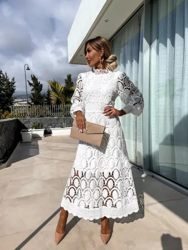 Aimee | Women's High Neck Flared Maxi Dress