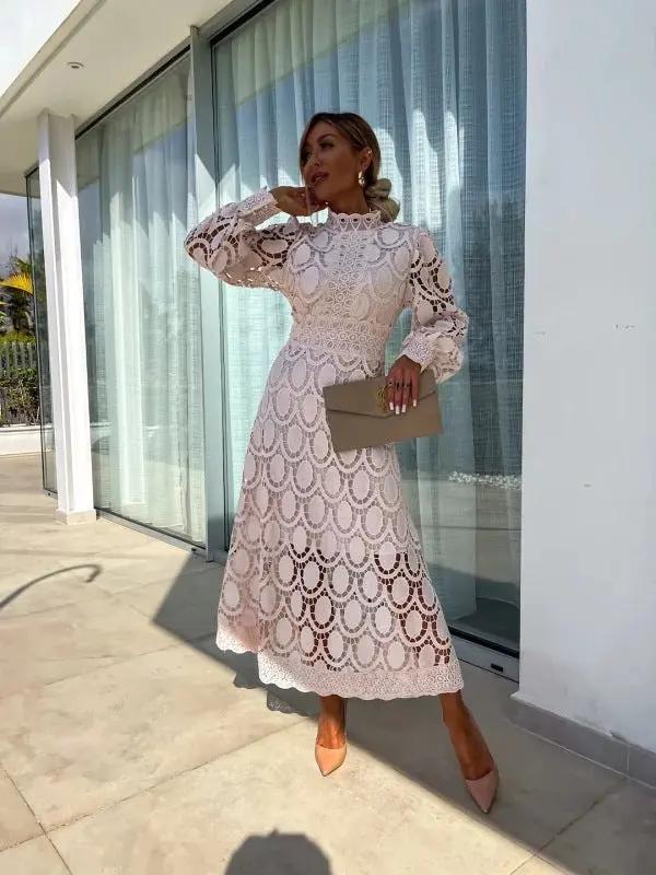 Aimee | Women's High Neck Flared Maxi Dress