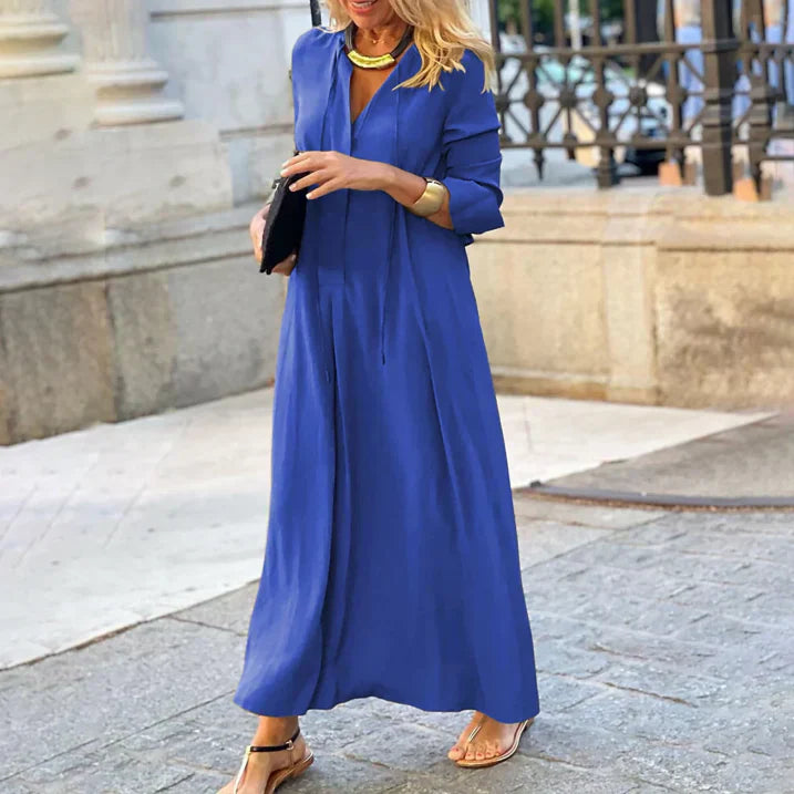 Zara | Women’s Casual V-Neck Maxi Blouse Dress