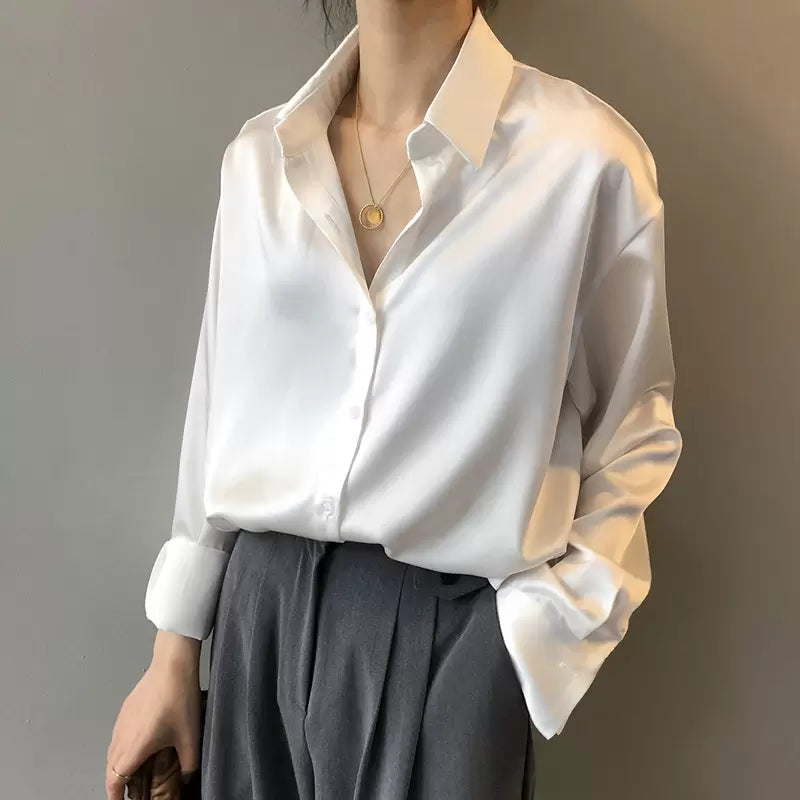 Faith | Women’s Elegant Satin Long Sleeve Blouse
