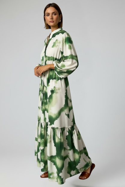 Natalie | Women's Summer Floral Maxi Dress With Puffed Sleeves