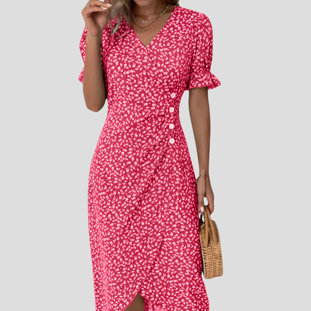 Denise | Women’s Floral V-Neck Wrapped Dress