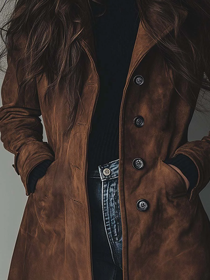 Savannah | Women's Vintage Leather Trench Jacket