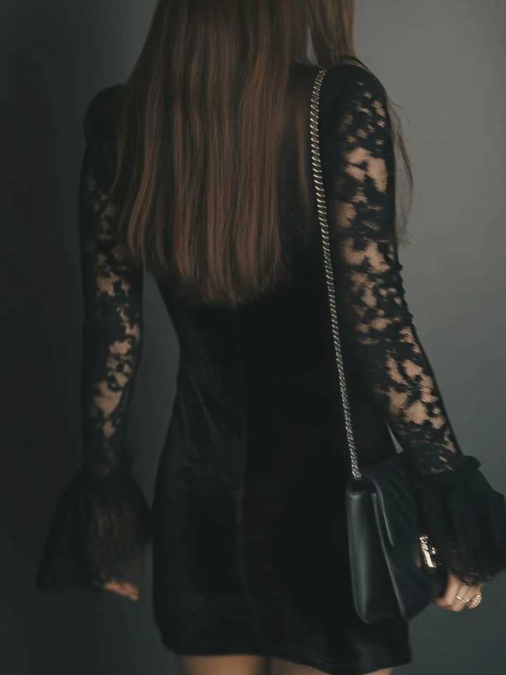Drew | Women’s V-neck Lace Sleeve Mini Dress