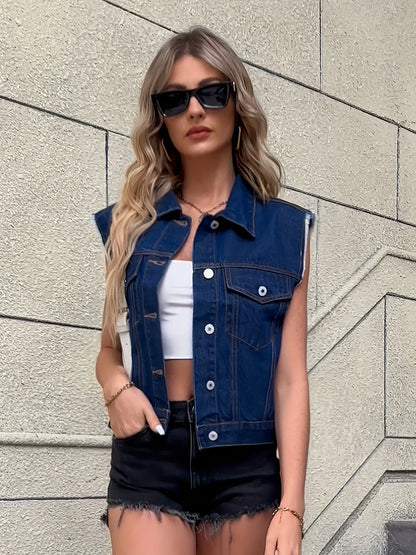Nadia | Women's Casual Sleeveless Denim Jacket