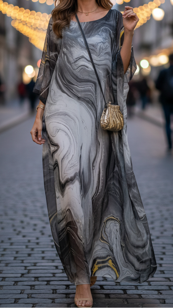 Mala | Women’s Marble Print Wedding Guest Dress