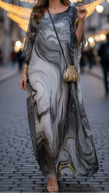 Mala | Women’s Marble Print Wedding Guest Dress