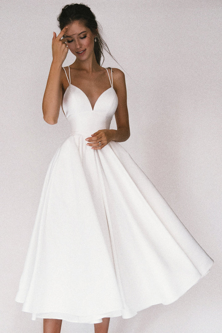 Romina | Women’s Spaghetti Strap Midi Evening Dress