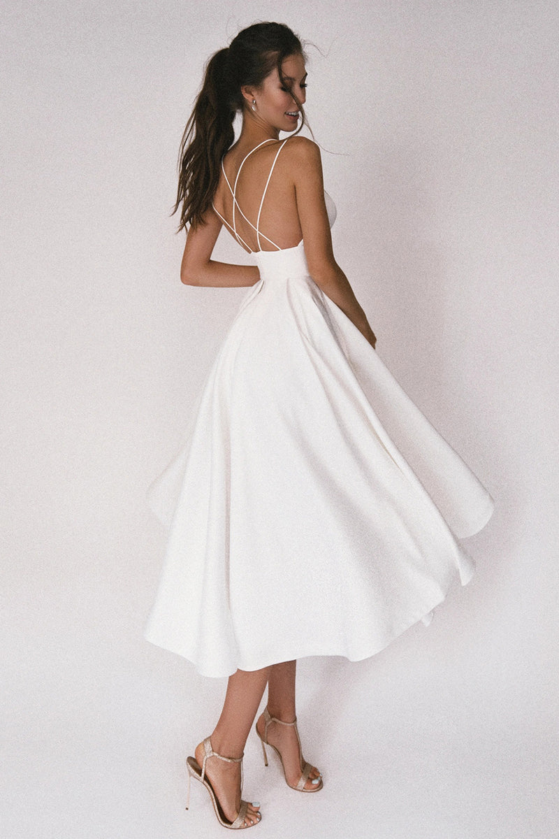Romina | Women’s Spaghetti Strap Midi Evening Dress