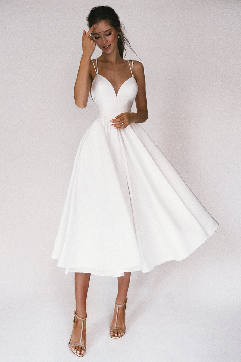 Romina | Women’s Spaghetti Strap Midi Evening Dress