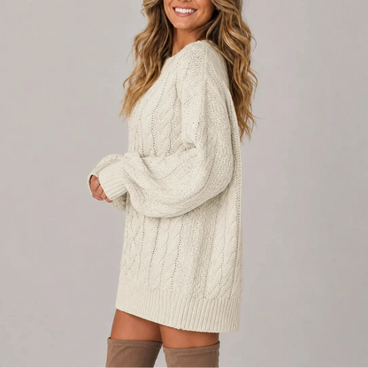 Alison | Women's Oversized Cable Knit Midi Dress