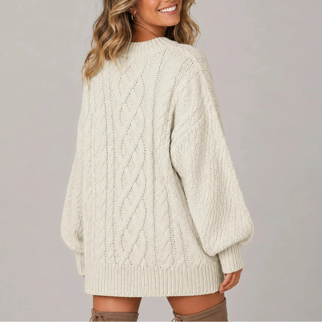 Alison | Women's Oversized Cable Knit Midi Dress