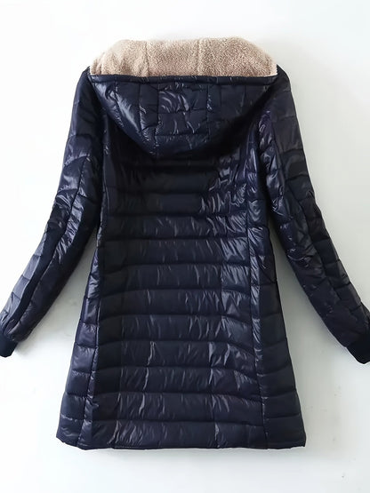 Amber | Women's Fitted Fleece Lined Hooded Winter Puffer Jacket