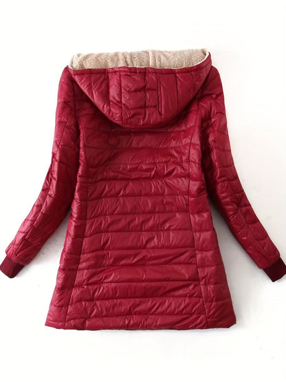 Amber | Women's Fitted Fleece Lined Hooded Winter Puffer Jacket