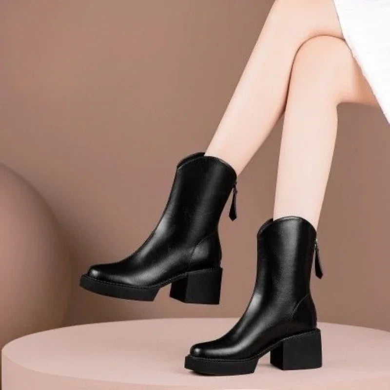 Amber | Women's Platform Vegan Leather Ankle Chelsea Boots