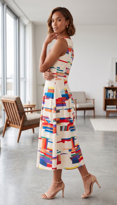 Doria | Women’s Graphic A-Line Midi Dress