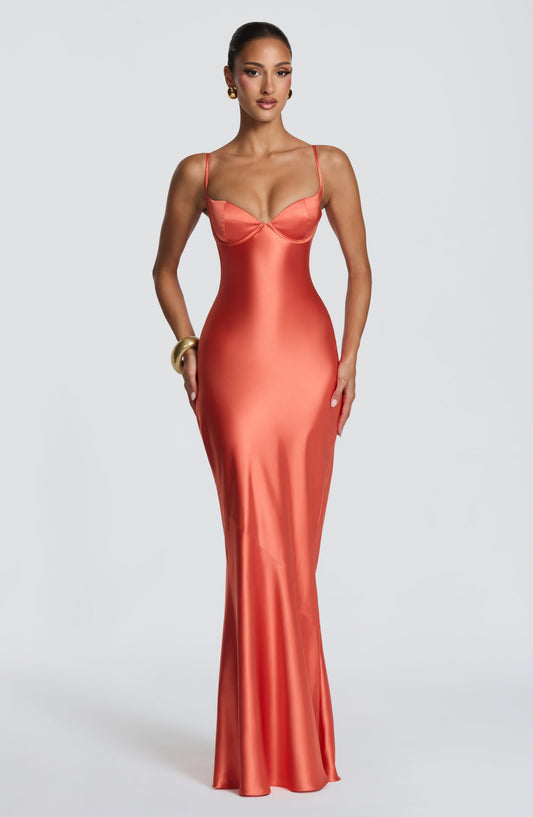 Angela | Women's Cupped Satin Cupped Maxi Dress