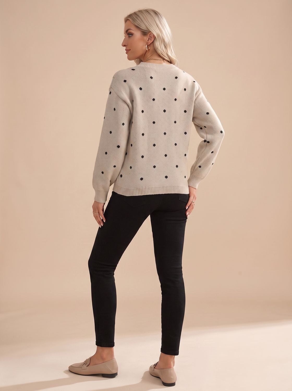 Aoife | Women's Polka Dot Relaxed Knit Jumper