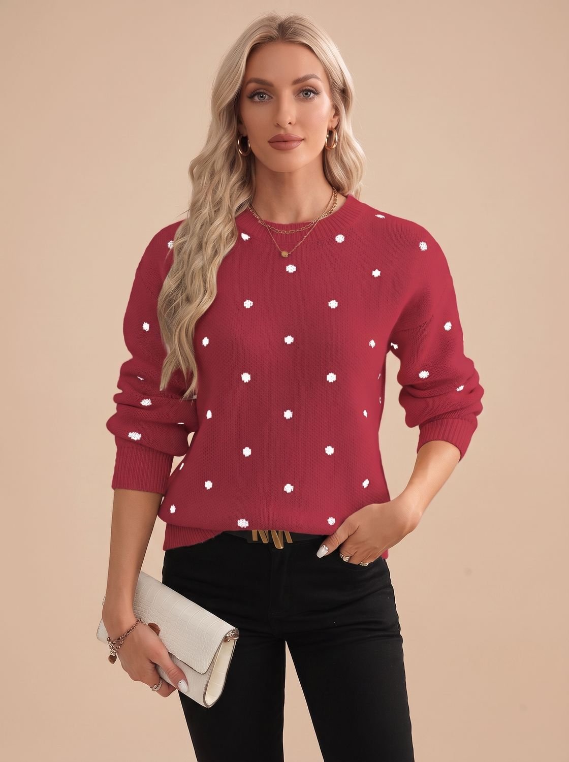Aoife | Women's Polka Dot Relaxed Knit Jumper