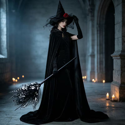 Phoebe | Women's Black Witch Halloween Costume Dress Set