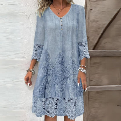 Daria | Women's Boho Long Sleeve Midi Dress