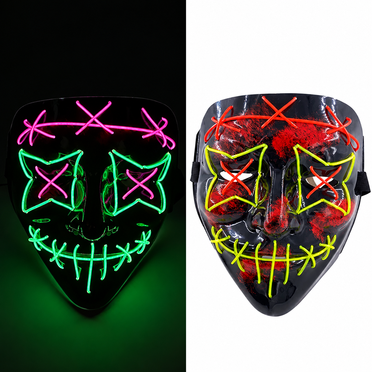 Jacob | Light-Up Halloween LED Purge Mask with Neon Glow
