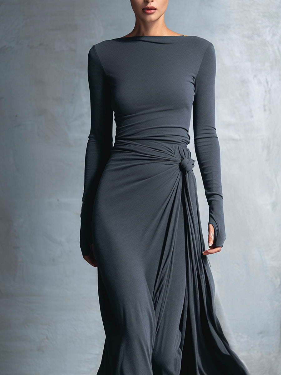 Fiona | Women’s Draped Long Sleeve Maxi Dress