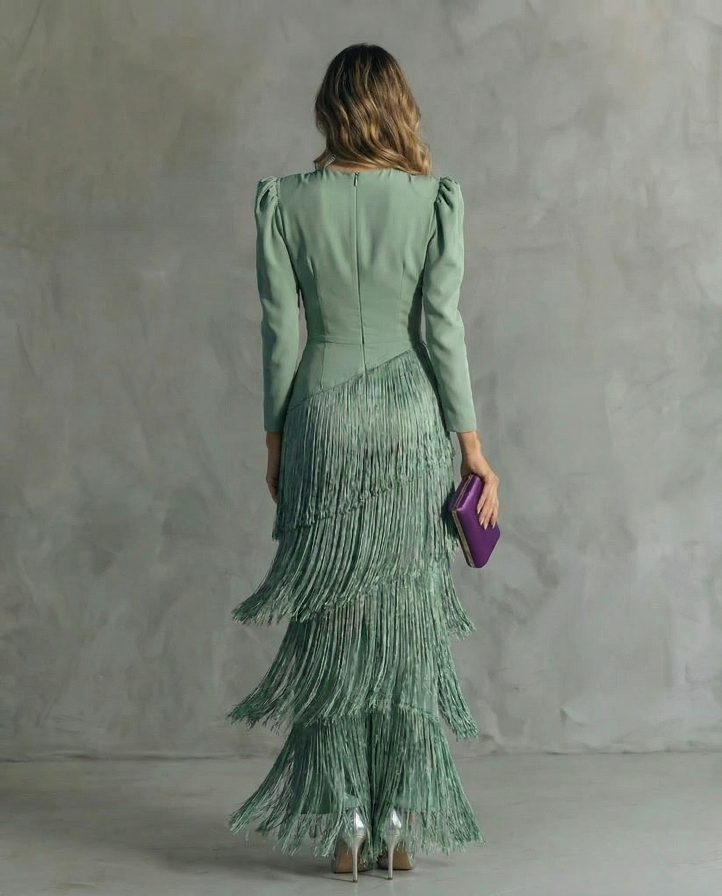 Luna | Women's Festive V-Neck Fringe Midi Dress